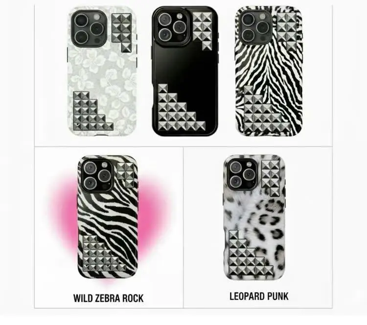 Studded Snow Leopard Tough iPhone 17 16 15 14 13 12 11, Tough Case For Her, Winter Phone Case, Phone Accessories For Men and Women