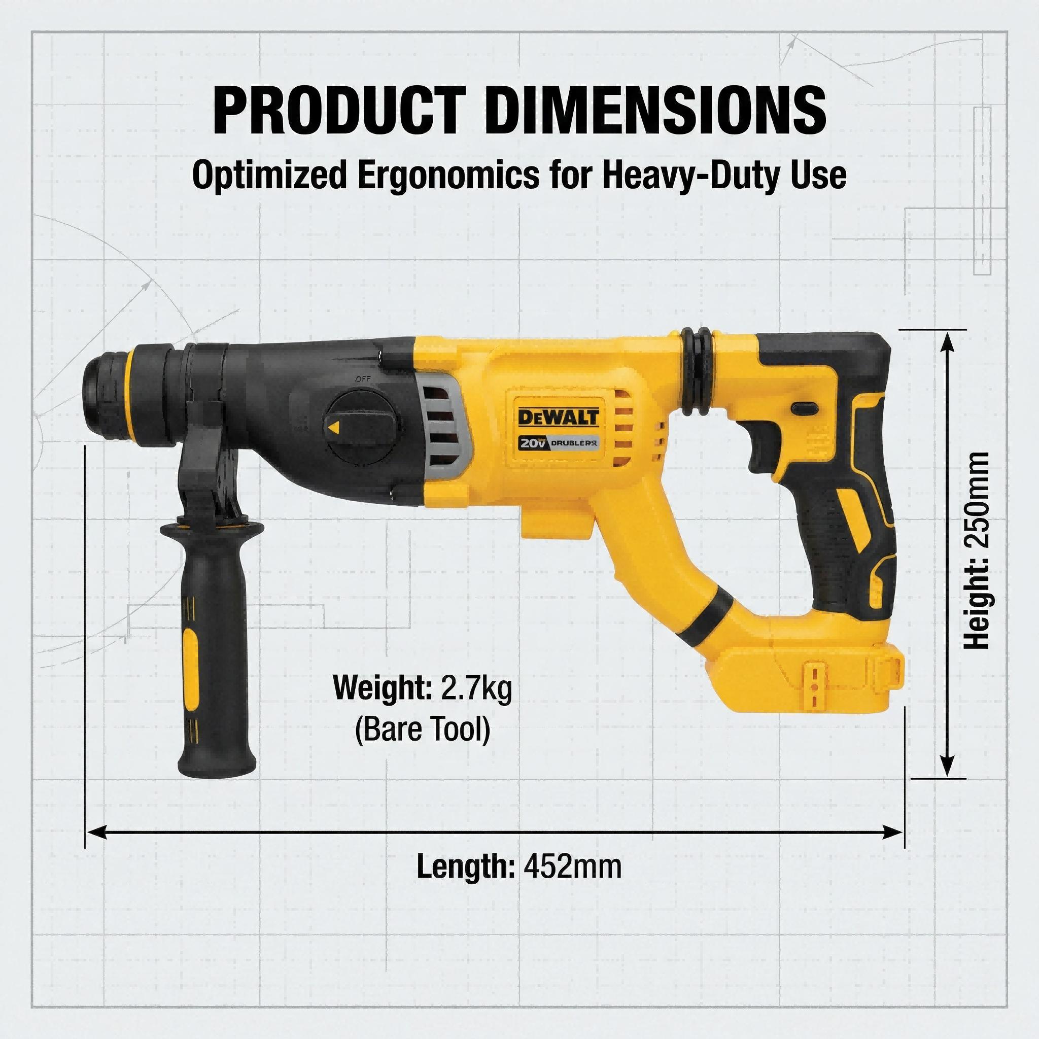 Dewalt DCH263 20V Hammer Drill Bundle: 3.0J Energy, 1165rpm Variable Speed, One Battery & Charger