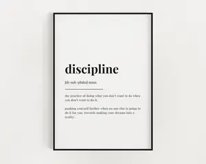 Discipline Motivation Poster - Inspirational Wall Art Print, Minimalist Home Decor