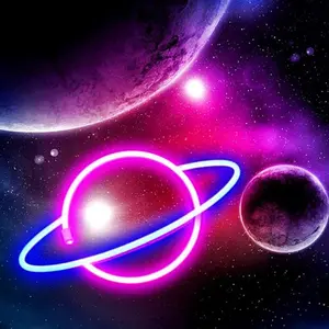 New Neon Planet Light LED Sign with On/Off Switch, Aesthetic Saturn Design for Wall Decor in Bedroom & Gaming Room party