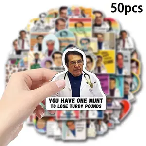 50 Cartoon Dr.now Weight Loss Stickers, Waterproof Peel-Off Decorative Stickers, Suitable for Water Bottles, Fridges, Skateboards, Notebooks, Funny Stickers