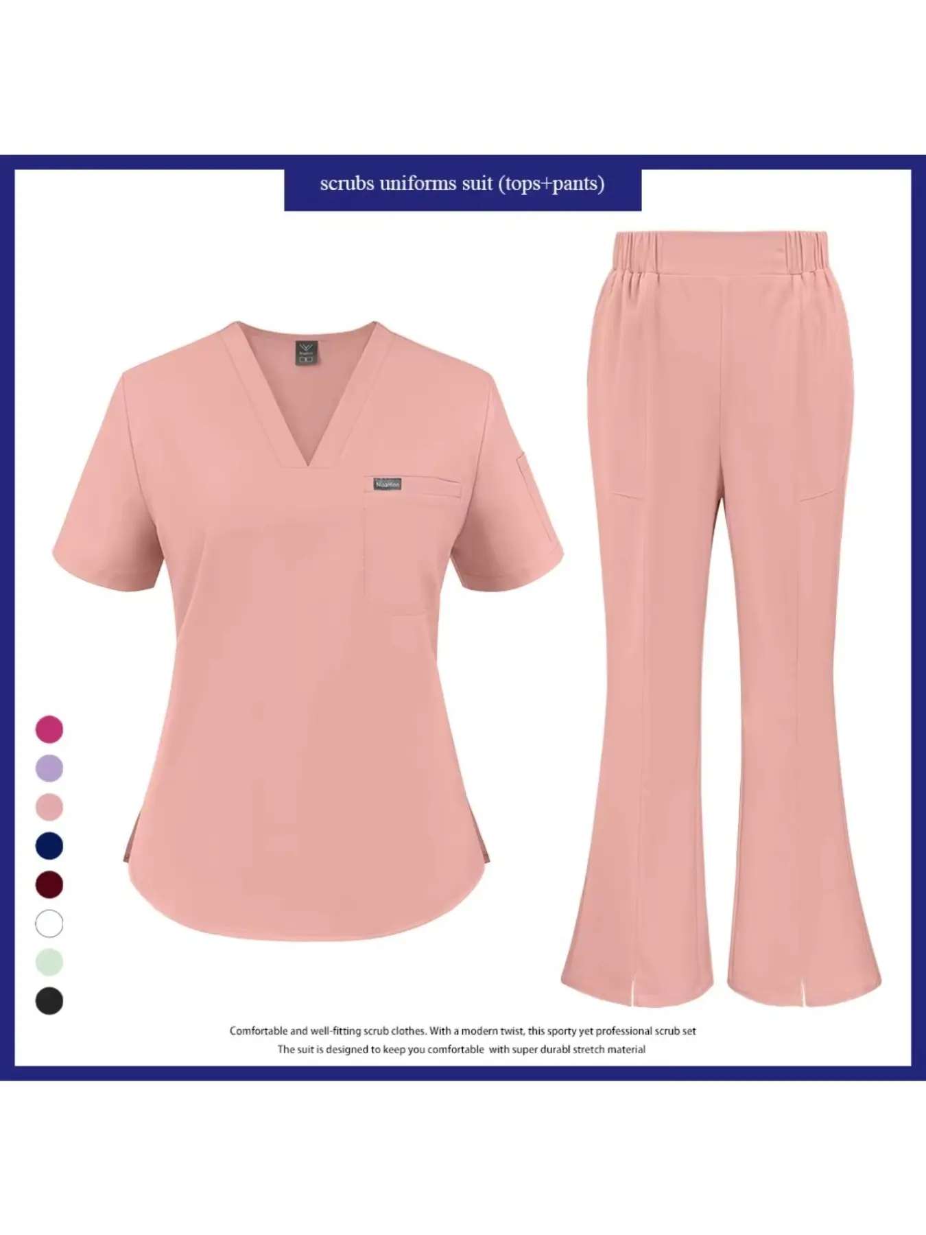 Premium Women’s Stretchy Scrub Set Comfortable Work Attire for Vet Clinics & Animal Care Staff
