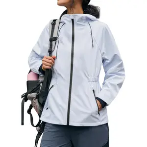 Yousify Womens Rain Jackets Lightweight Waterproof Raincoat Windbreaker Hooded Trench Coats with Pockets Cycling Bike Jacket