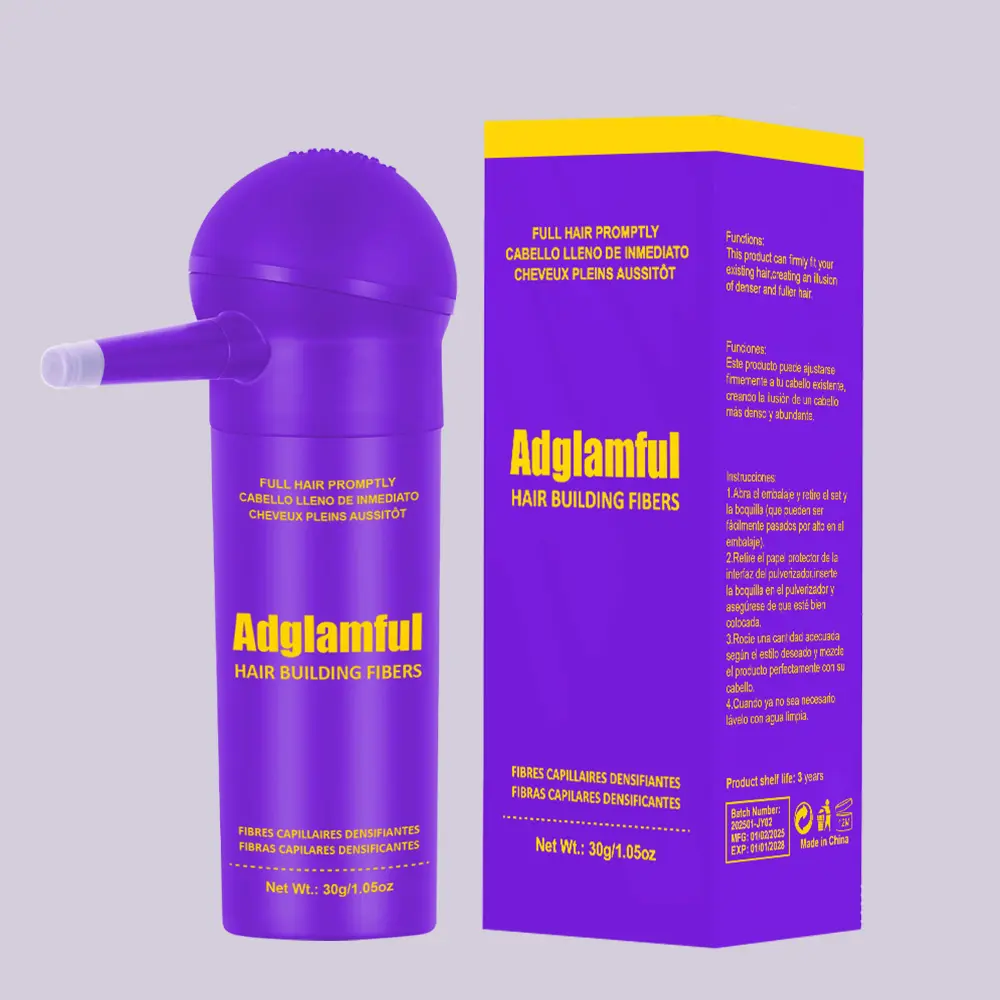 Adglamful Women's Hair Thickening Fiber Powder 30g Large Capacity All-in-One Formula 30-Second Quick Application Windproof Sweat-Resistant Safe Gentle Precise Coverage Haircare