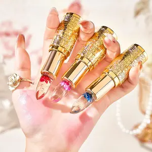 Long Lasting Color Changing Crystal Lipstick 2025 New Premium Transparent Flower Lipstick Moisturizing Hydrating Non Sticky Non Smudging Skin Friendly Brightening Age Defying Ideal for Daily Makeup for Girls Women Gloss Lipgloss