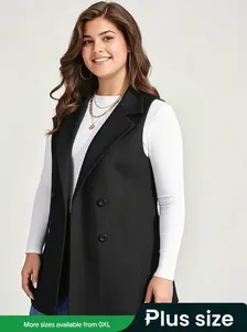 Elegant Fashion Plus Size Slim-Fitting Vest Top, Stylish Woven Outerwear for Spring & Fall, Perfect for Casual and Formal Occasions