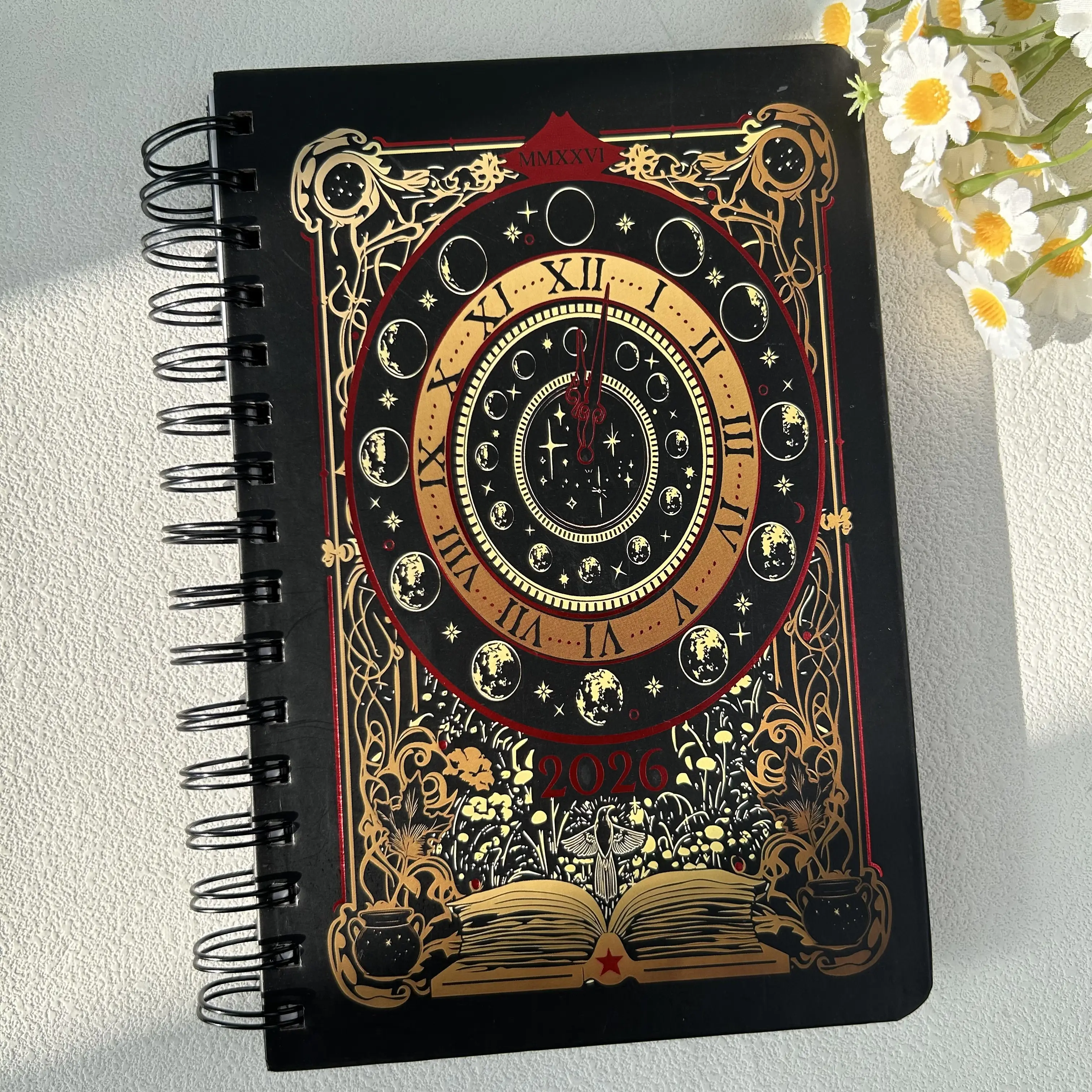 2026 Roman Compass Spiral-Bound Weekly & Daily Planner, Vintage Aesthetic Goal-Tracking Notebook for Work & Life, Office Personal Organiser with Thick Pages