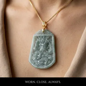 Imperia Dragon Jade Amulet - Hand-Carced Green Jade Pendent