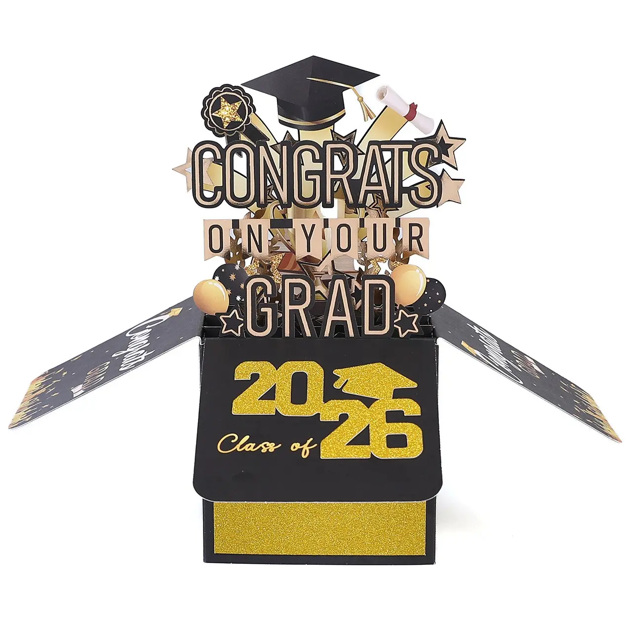 3D Pop-Up Graduation Card 2026, Pop Up Cards, Includes Envelope and Sticky Note, High School & University Graduate Gift, Memorial Card