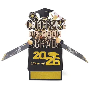 3D Pop-Up Graduation Card 2026, Includes Envelope and Sticky Note, High School & University Graduate Gift, Memorial Card