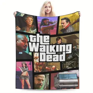 The Walking Dead themed printed flannel blanket, soft and comfortable, suitable for sofa, bedroom, office, ideal holiday birthday gift