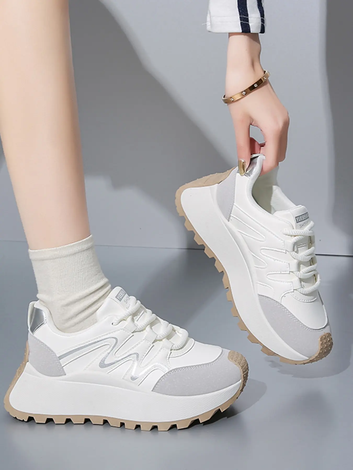 Women's Height Increasing Walking Shoes, Casual Street Style Sneakers, Fashion Sports Shoes for Daily Wear, Parties, Slow Walks