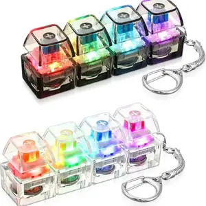 Glowing Keyboard Keychain Stress Relief Toy, Clickable LED Button, Ideal for Anxiety Relief, Office Desk Accessory, Small Object