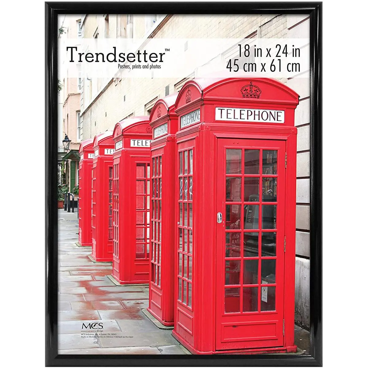 MCS Trendsetter Plastic Poster Frame with a 1" Wide Molding for a 18x24" Photograph, Black