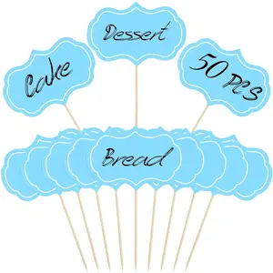 50 Pcs Food Name Cards for Buffet, Cheese Markers, Charcuterie Boards Accessories, Buffet Labels, Food Tags, Catering Supplies,Mini Charcuterie Boards, Food Signs, for Wedding Birthday Party Blue
