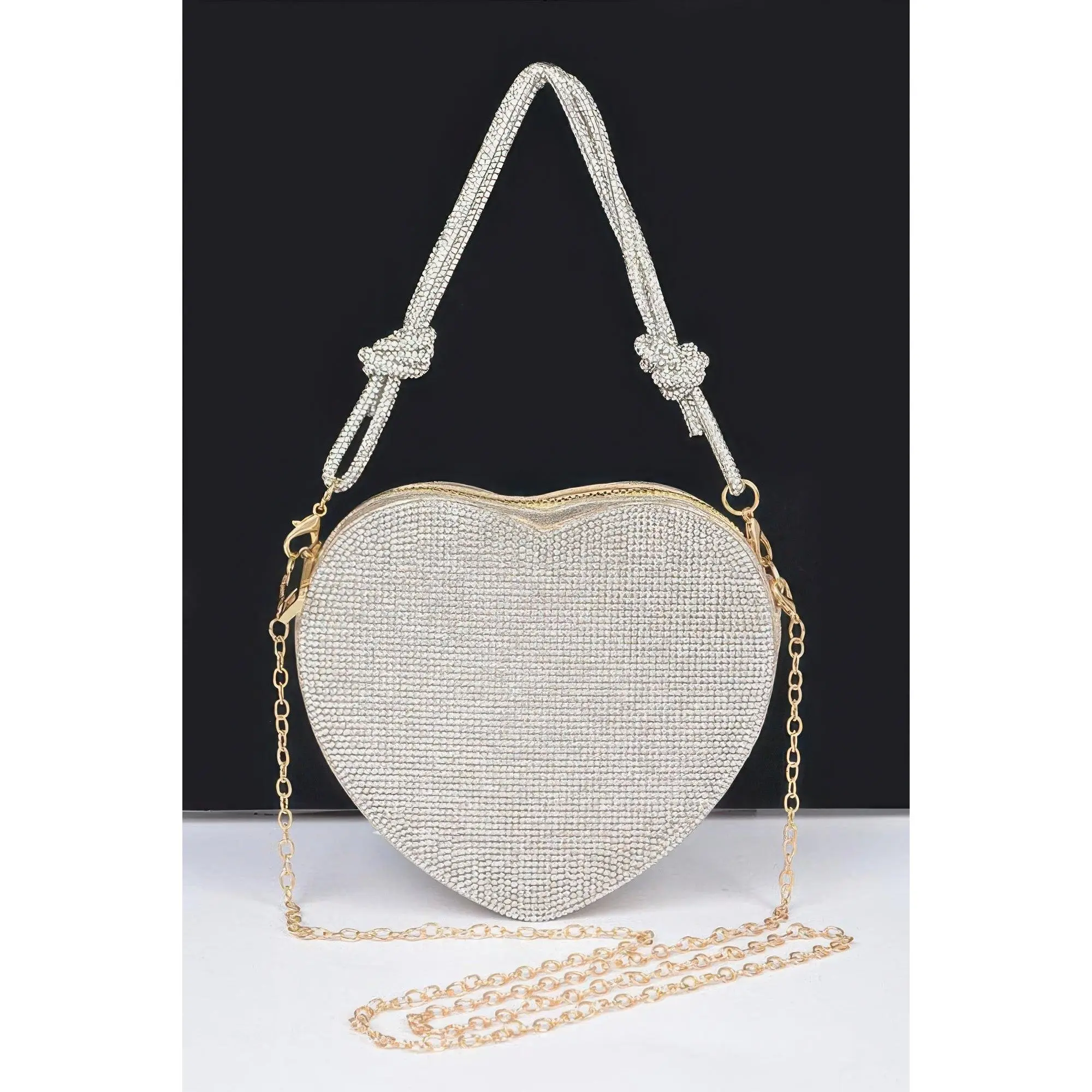 Rhinestone Heart Shape Clutch