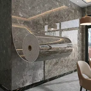Self-Adhesive Panel, Fireproof Moisture-Resistant Wall Material, Marble Backsplash Wallpaper, Living Room and Dining Room Decoration