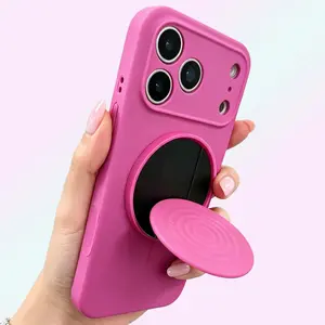 Silicone Magnetic Phone Grip & Stand, Collapsible Expanding MagSafe Grip & Holder for Hands-Free Videos & Selfies, Shock-Absorbing Finger Ring Kickstand