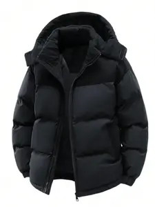 Men's Winter Long Coat, Casual Hooded Thick Warm Cotton Jacket, Zipper Hooded Jacket, Fashionable Outerwear for Cold Weather, Daily Wear & Outdoor Activities