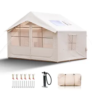 Senleeto 89 Sq Ft Inflatable Cabin Tent for 2-4 Person, Waterproof 4-Season Glamping Hot Tent with Stove Jack, Easy Setup, Breathable Waterproof Tent, Easy Setup Tent Blow Up Tent, Inflatable Tents