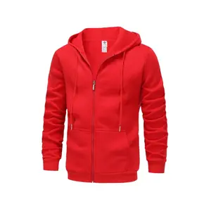 Long Sleeve Men's Casual Zipper Hoodie With Kangaroo Pocket, Drawstring Pocket Zipper Hoodie