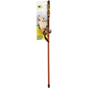 Play-N-Squeak Tether Teaser Wand   with Real  Sound