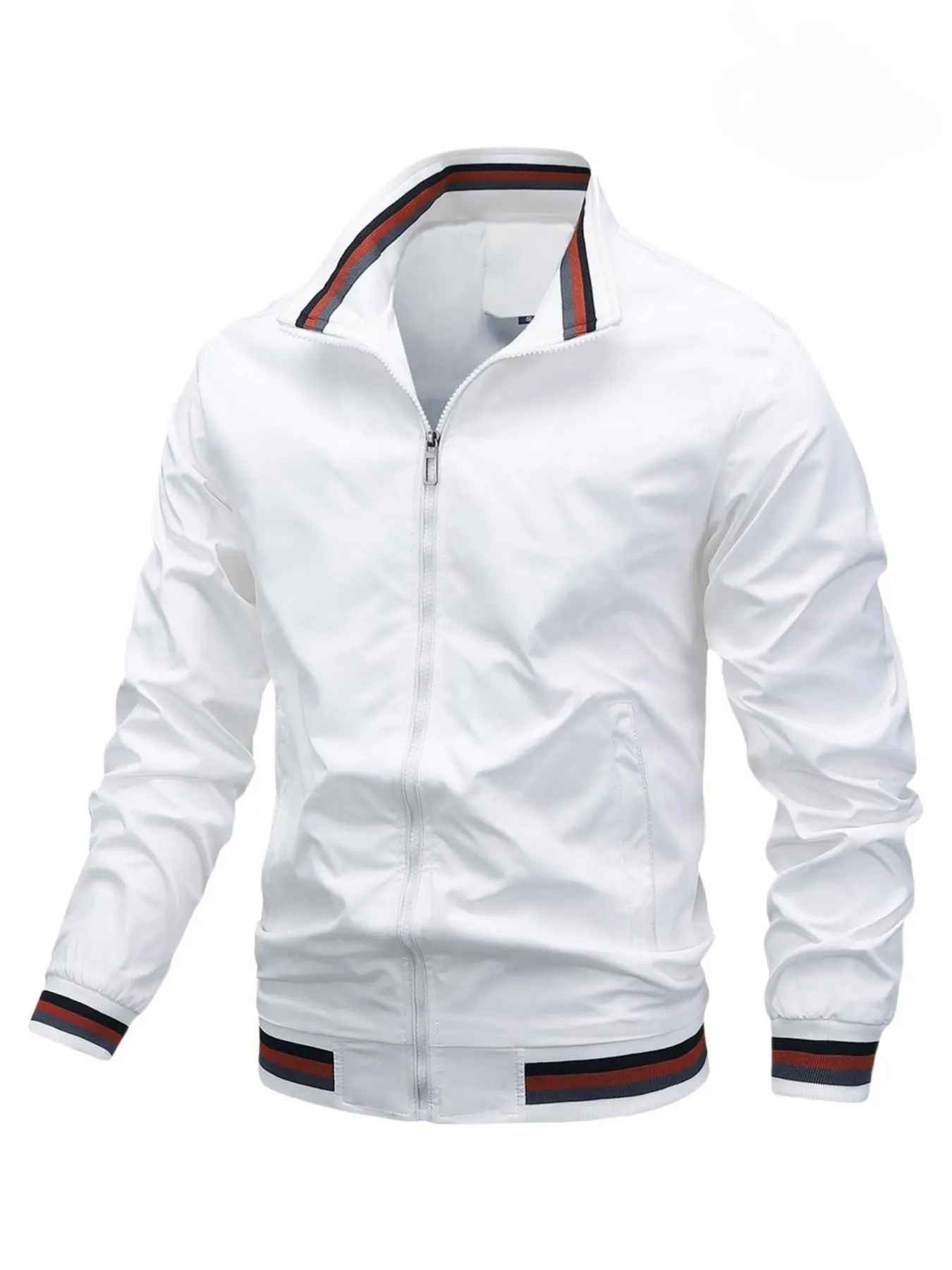 Men's Solid Color Zip Up Bomber Jacket, Loose Casual Fashion Windproof Jacket for Daily Outdoor Wear, Men Cloths for Spring Fall, Coats