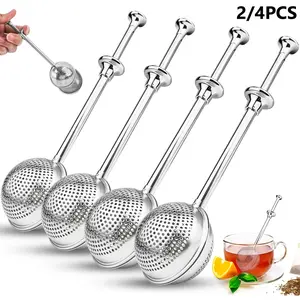2pcs/4pcs Stainless Steel Tea Strainers, Press-Type Tea Infusers, Tea Tongs for Brewing, Retractable Filter Tea, And Water Separation Tea Balls