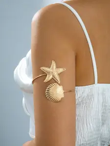 1pc Ocean Themed Arm Cuff Set, Starfish & Shell Upper Arm Bracelets, Trendy Beach Jewelry, Perfect for Daily & Vacation Wear