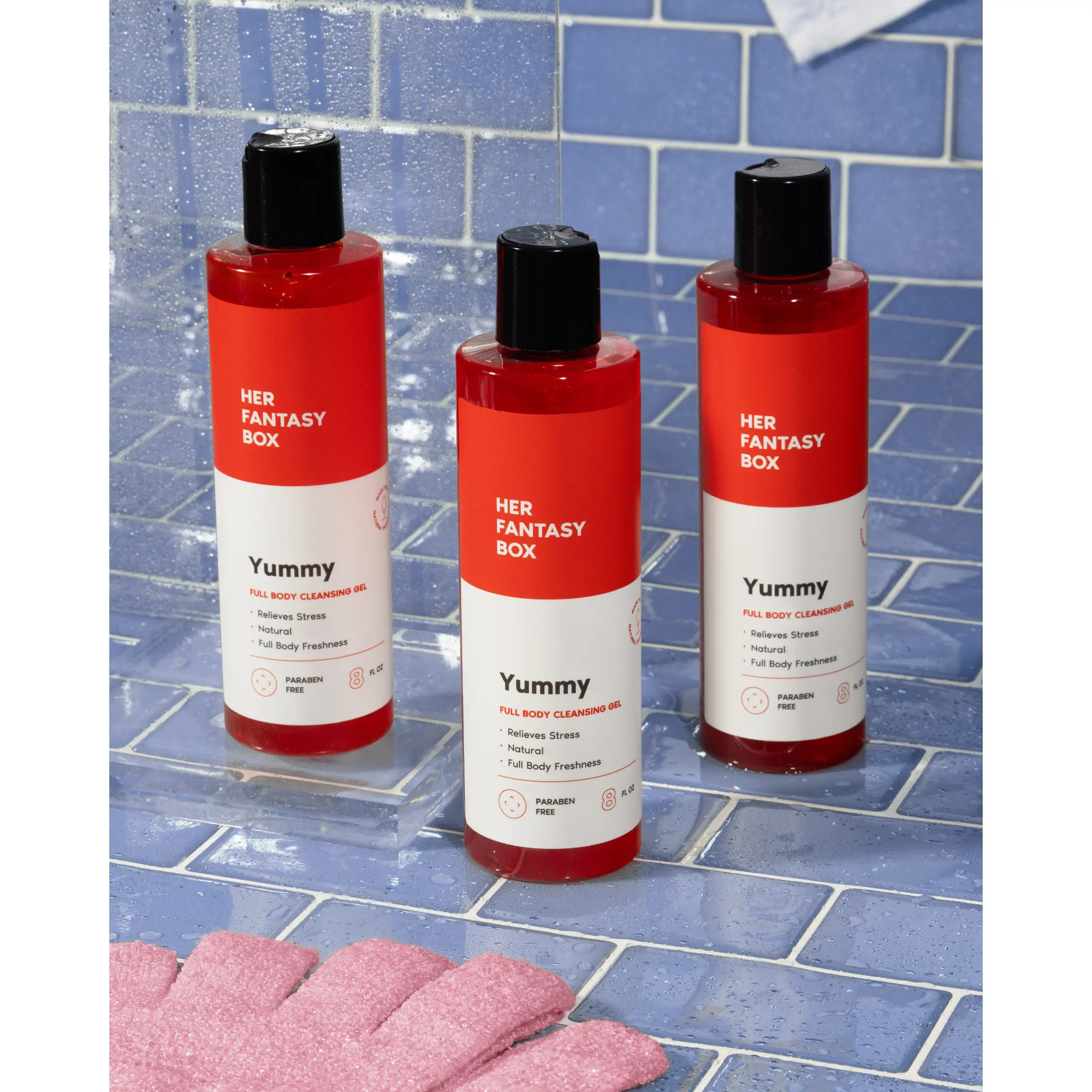 Her Fantasy Box Yummy Shower Gel - 3 Pack Organic Hydrating Body Wash Body Care Skin Softener Her Fantasy Box Yummy Shower Gel - 3 Pack Organic Hydrating Body Wash Body Care Skin Softener