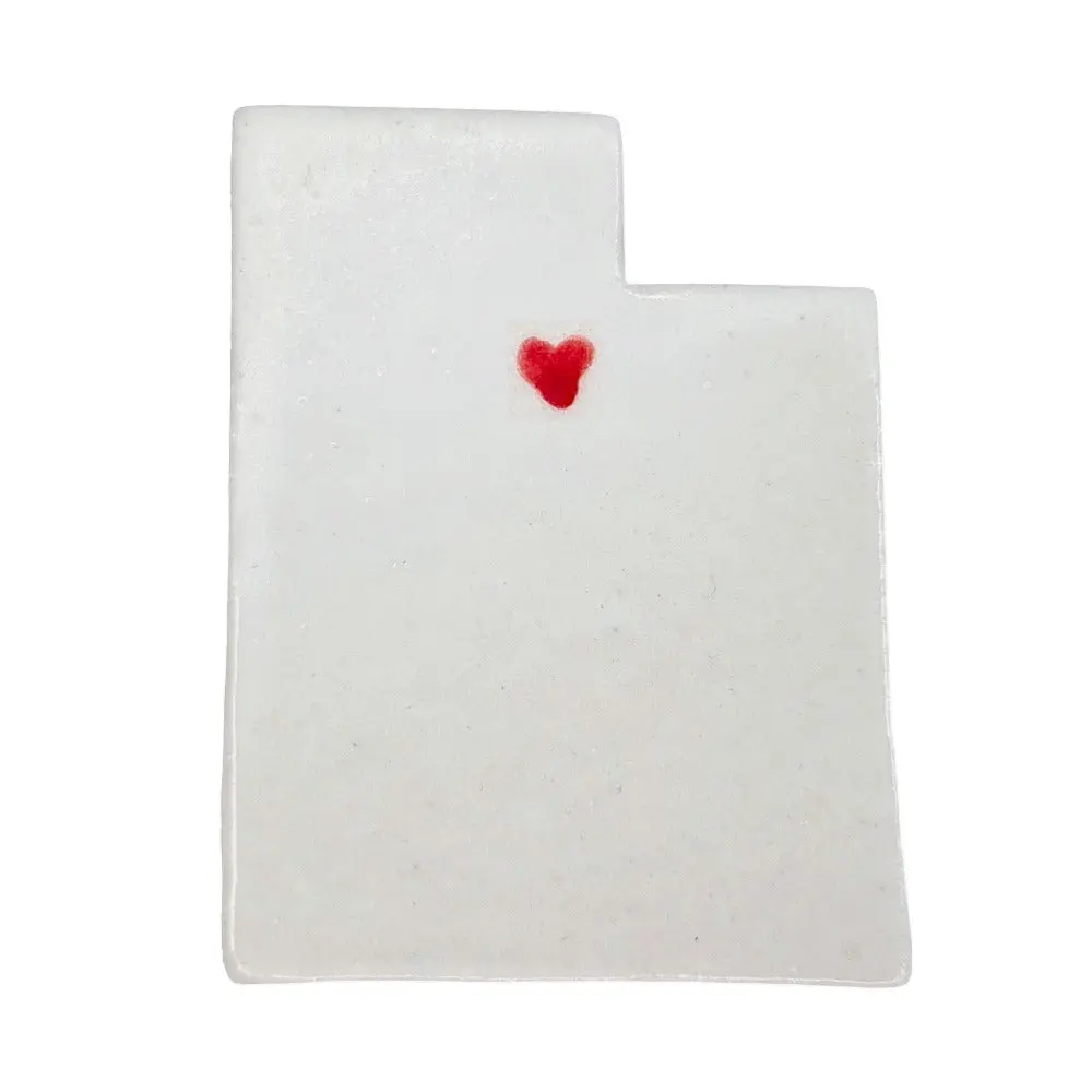 Utah Custom Ceramic Magnet for Fridge - Handmade Gift with Red Heart Design