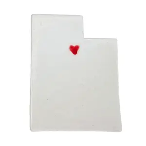 Utah Custom Ceramic Magnet for Fridge - Handmade Gift with Red Heart Design