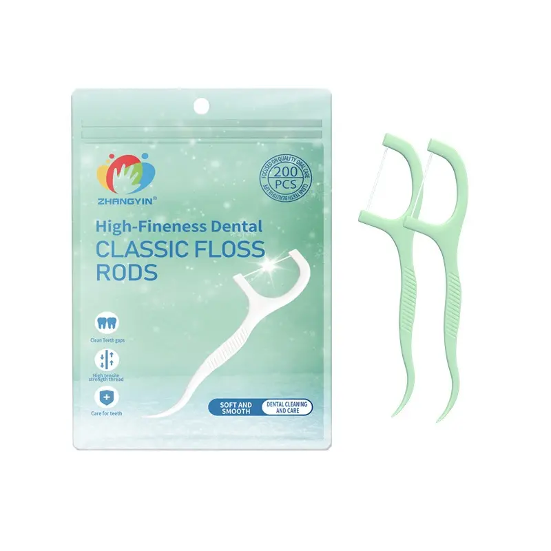 200 Pieces Dental Floss Strands, Durable, High Tensile Strength Thread, Plastic, Clean Teeth Gaps, Multiple Sizes Available, Mint Flavor Oral Care, Convenient Bag Packaged Toothpicks