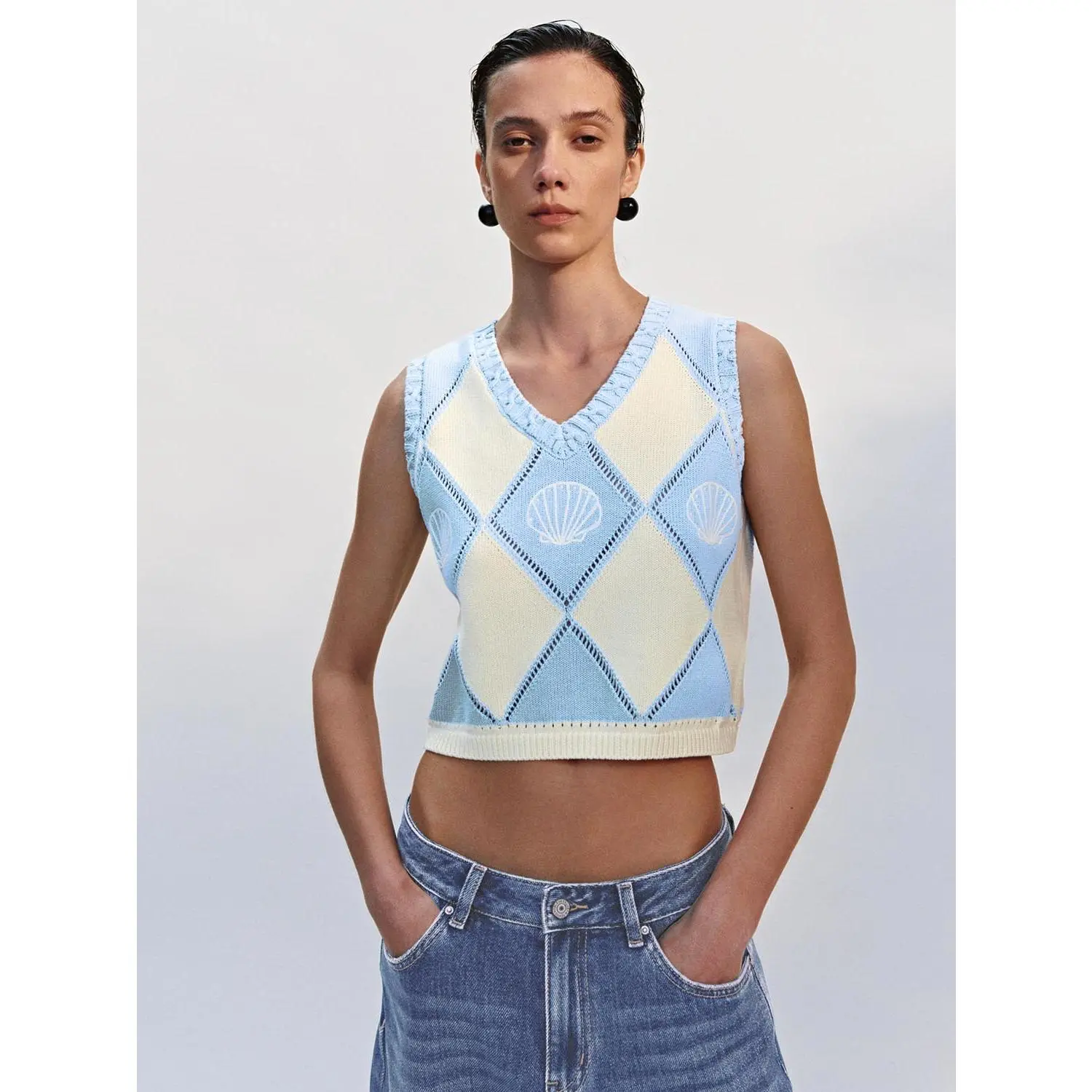 URBAN REVIVO Women's Fitted Knit Texture Tank Top, Casual Crew Neck 100% Cotton Pullover, Easy-Care - Do Not Bleach, Basic