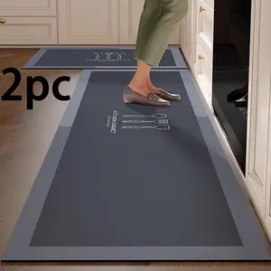 2pcs Kitchen Mat Set, Deep with Light Edges, Non-Slip Rubber Backing, Durable & Comfortable Design for Home Use