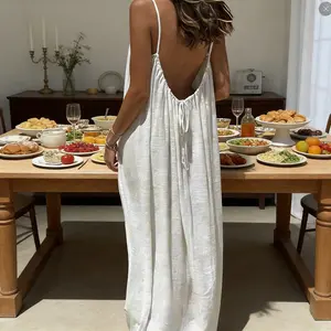 Womens Solid Color Cami Dress Casual Sleeveless Summer Style Ladies Fashion Essential Lightweight Breathable Fabric Perfect for Beach Holiday Vacation Daily Wear Outdoor Leisure and Summer Gatherings