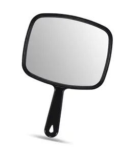 Large Wall Mount Hand Mirror with Handle, for Vanity Makeup Home Salon Travel Use (Square Black 10.3inx7.3in) Decor