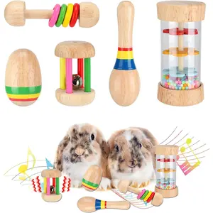 5 Bunny Toys - Safe Rabbit Toys, Multi-Colored Bite-Resistant Guinea Pigs Toys for Chinchillas Hamsters Small Animals Playing Indoor Outdoor