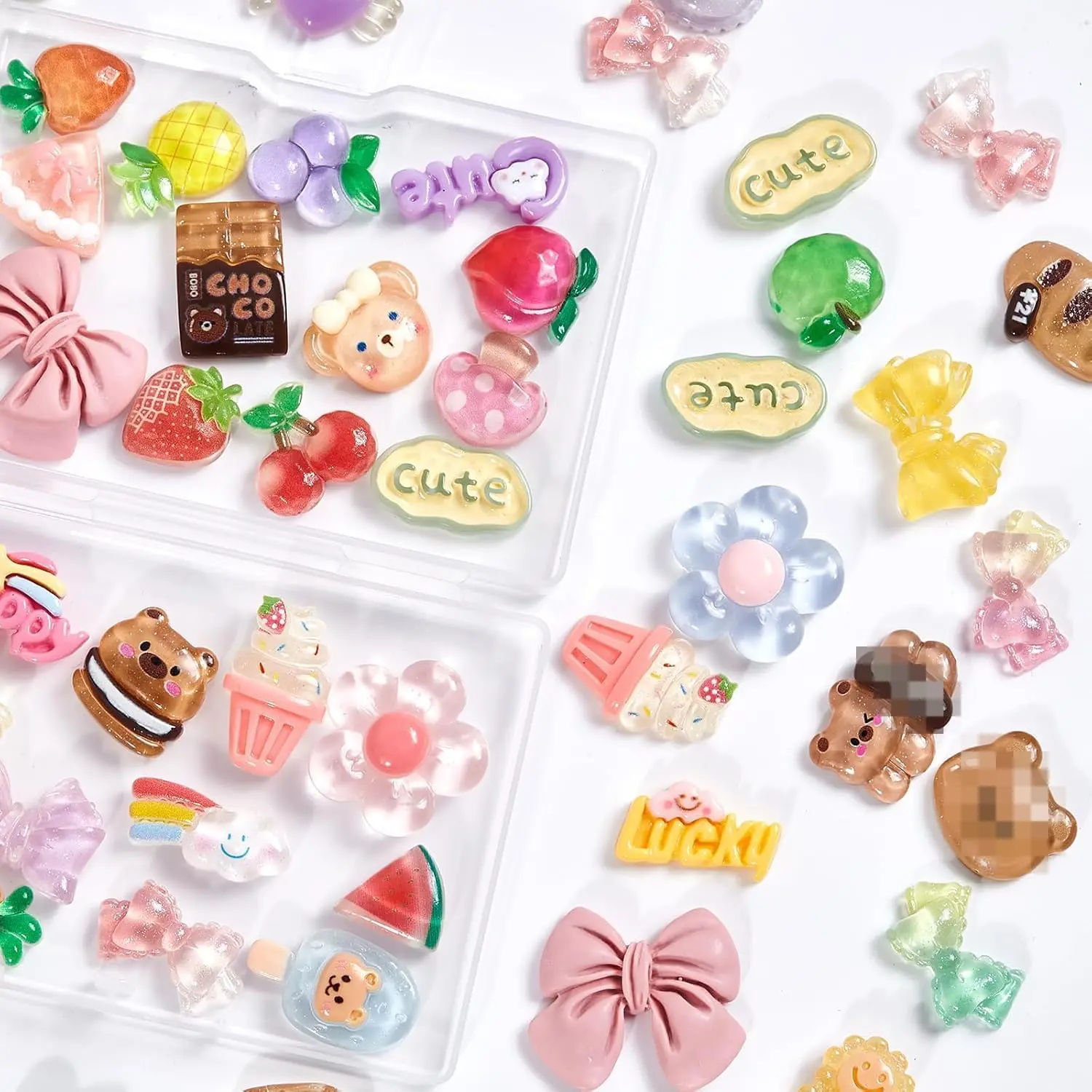 Halloween Fall Gift  50 Pcs Slime Charms Resin Ornament Bulk Cute Set Mixed Styles Flowers Bow Ice Cream Animal Alphabet Cards Flatback Resin Charms for Scrapbooking Embellishments
