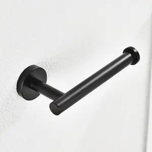 Toilet Paper Holder Wall Mount, Polished Chrome SUS304 Stainless Steel Rustproof Modern Round TP Holder, Bathroom Tissue Roll Holder Dispenser for Washroom, Powder Room, Guest Bath, Kitchen, Home and Office Use(Black)