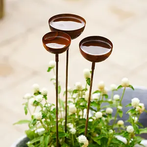 3pcs Vintage Wrought Iron Rain Catchers - Ground-Mounted Landscaping Decor for Courtyards, Lawns, Eco-Friendly Garden Ornaments