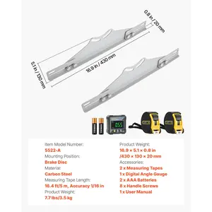 VEVOR Wheel Alignment Tool, 2 PCS Carbon Steel Heavy Duty Toe Camber Alignment Plates with Digital Angle Finder, 2 Measuring Tapes, Accurate Automotive Wheel Tools for Home Use, Fits Car Truck SUV