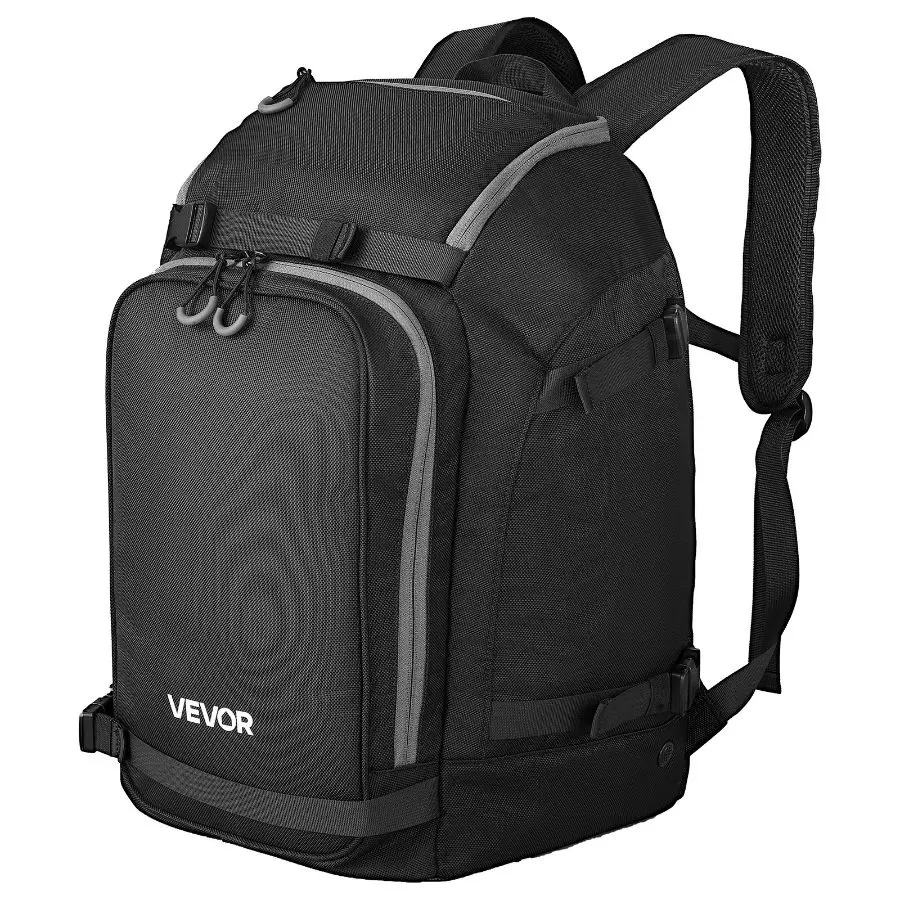 【DealsForYouDays】VEVOR Ski Boot Bag, 55L, Snowboard Boots Travel Backpack for Men Women, with Waterproof Exterior Bottom, Durable 1680D Oxford, Bag for Skis, Snowboard, Helmet, Goggles, Gloves, Accessories (Black)