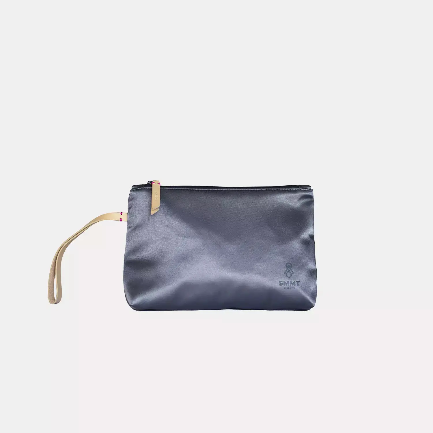 SMMT Main Street Wristlet - Premium Leather & Nylon Minimalist Zipper Closure Handbag with Iridescent Finish