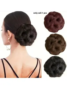 4-Inch Synthetic Fiber Claw Clip Hair Extension, Bun Hairstyle, Women's Wig, Curly Hair Bun, Easy to Use, Perfect for Daily Wear, Claw Clip Extensions