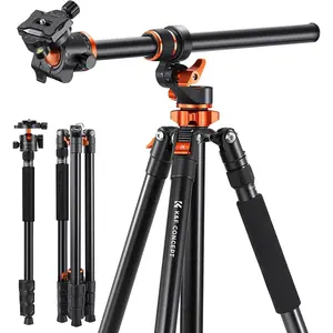 K&F CONCEPT 90''/230cm Ultra High Camera Tripod,Horizontal Overhead Shooting Flexible Travel Tripods with Metal Ball Head 10KG Load Capacity, Detachable Monopod, for Indoor and Outdoor T254A7+BH-28L