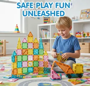 【Creative Role Play Set】 Magnetic Tiles,Imagination Magnet Building Blocks,DIY Castle City House Stacking Kit,Pretend Play & Themed Construction Toy,Kids Imaginative STEM Playset,Children's Day Gift for Toddlers 3+