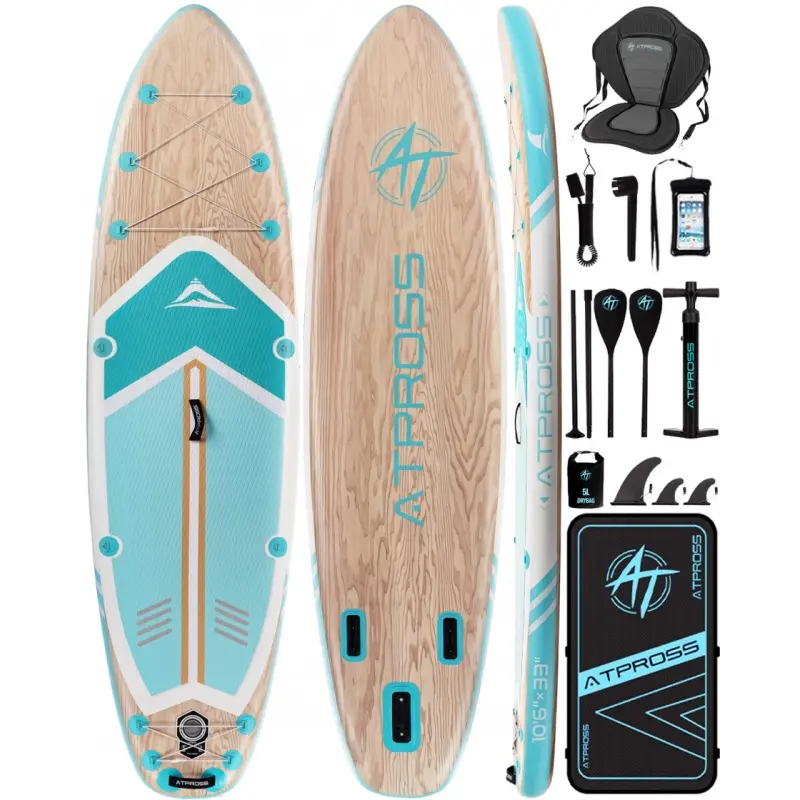 Inflatable Stand Up Paddleboard for Adults, Extra Wide 10'6"x33" SUP with Anti-Slip EVA Deck, 400lbs Capacity, Complete Kit with Kayak Seat and Travel Bag