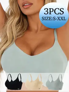 3pcs Women's Seamless Comfort Lingerie Set, Lightweight and Easy to Wear for Everyday Use, Perfect Fit for Daily Comfort, Seamless Bra Set