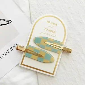 Crease Free Checkered Hair Clips Fashion Accessories Trendy Casual